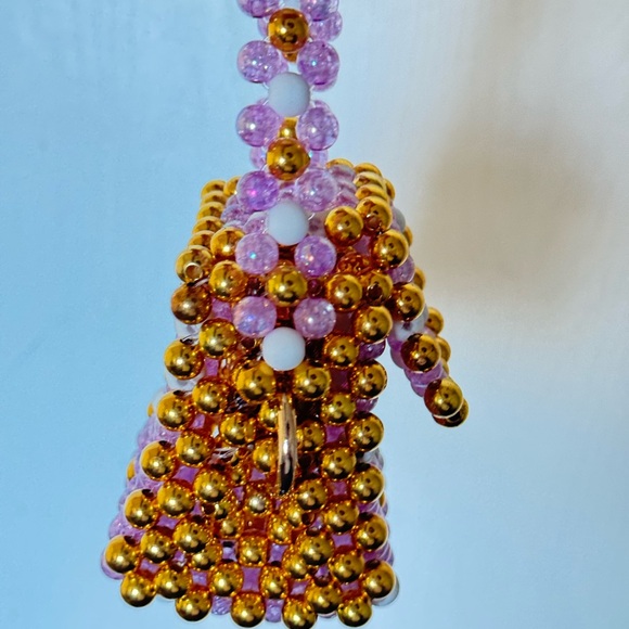 Mini Gold, Purple, & White Beaded Purse - Picture 4 of 7